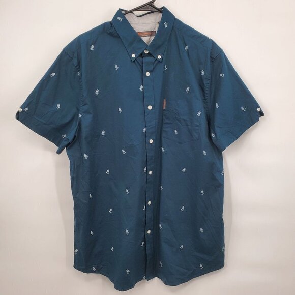 Ben Sherman Palm Tree Shirt Slim Pocket Button Down Short Sleeve Stretch Mens XL - Picture 1 of 10